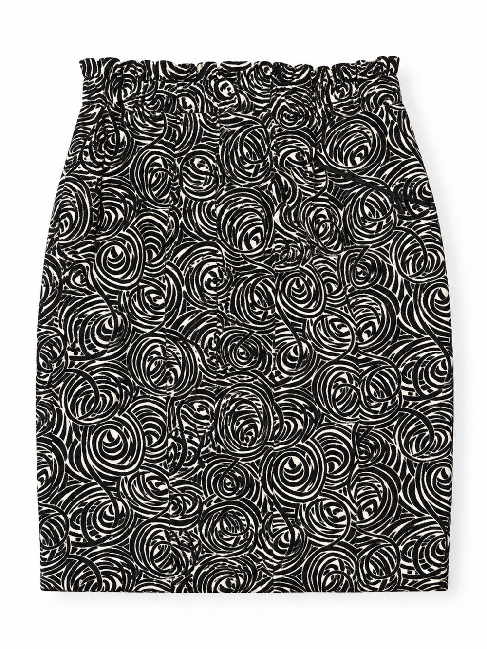 Anthropologie Elevenses Rose Swirl Pencil Skirt Black Cream Size 4